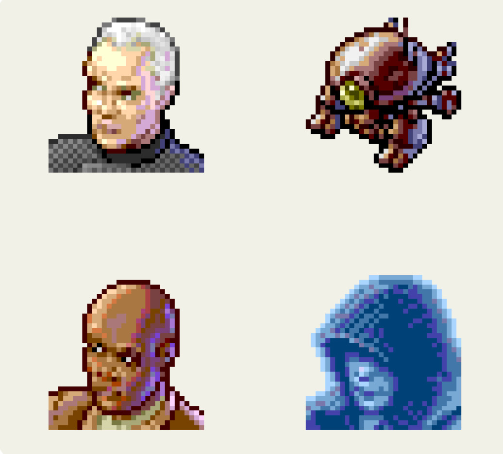 Pixel clicked Star Wars Copeland style icons, including mace, do a hologram of the emperor and others